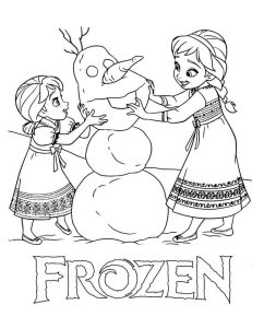 Tô màu Anna và Elsa Nặn Người Tuyết cho bé tập tô