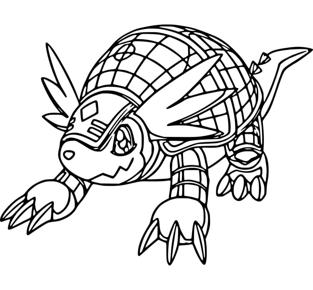 Tô màu Armadillomon dễ thương cho bé