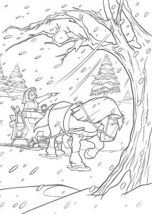 Tô màu belle trong bão tuyết cho bé tập tô