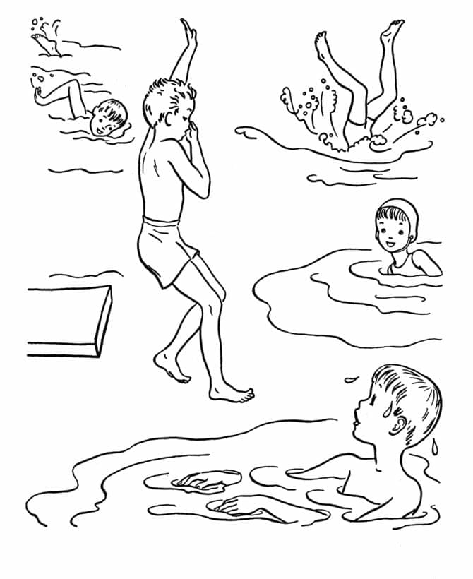 Tô màu Bơi Lội Trong Bể Bơi 1 Tô màu Bơi Lội Trong Bể Bơi giúp bé rèn luyện khả năng tô màu