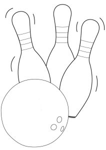 Tô màu bóng bowling lăn đổ ki dễ thương cho bé