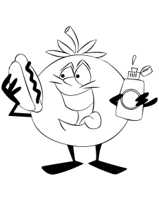 Tô màu cà chua ăn bánh kẹp cho bé tập tô