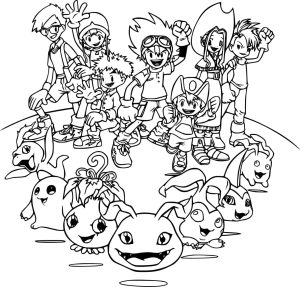 Tô màu Các Nhân Vật Trong Digimon cho bé tập tô