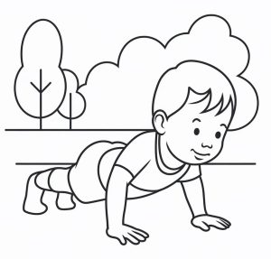 Tô màu Cậu Bé Chống Đẩy cho bé tập tô