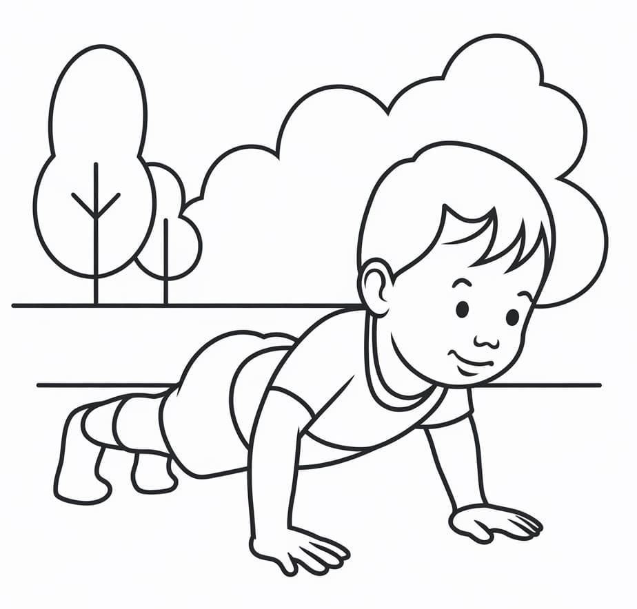 Tô màu Cậu Bé Chống Đẩy cho bé tập tô