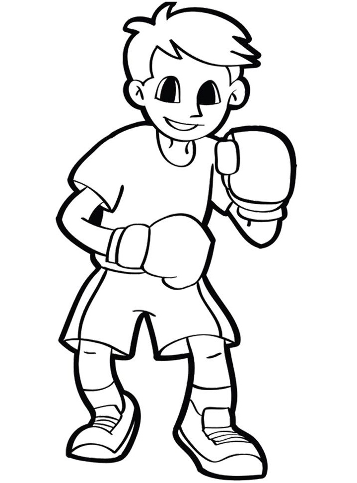 Tô màu cậu bé đấm bốc dễ thương cho bé