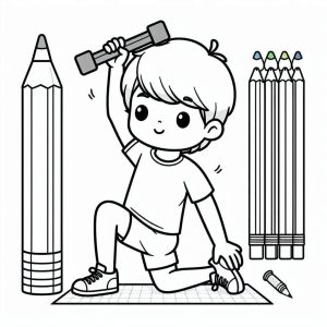 Tô màu Cậu Bé Đang Tập Thể Dục dễ thương cho bé