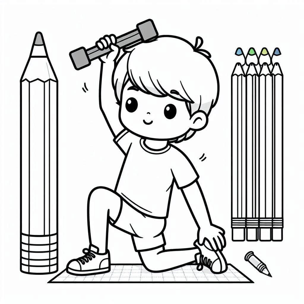 Tô màu Cậu Bé Đang Tập Thể Dục 1 Tô màu Cậu Bé Đang Tập Thể Dục dễ thương cho bé