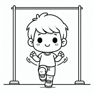 Tô màu Cậu Bé Đáng Yêu Tập Thể Dục giúp bé rèn luyện khả năng tô màu