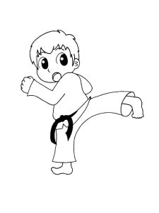 Tô màu Cậu Bé Karate Đáng Yêu cho bé tập tô
