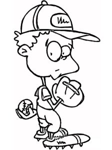 Tô màu cậu bé ném bóng cho bé tập tô