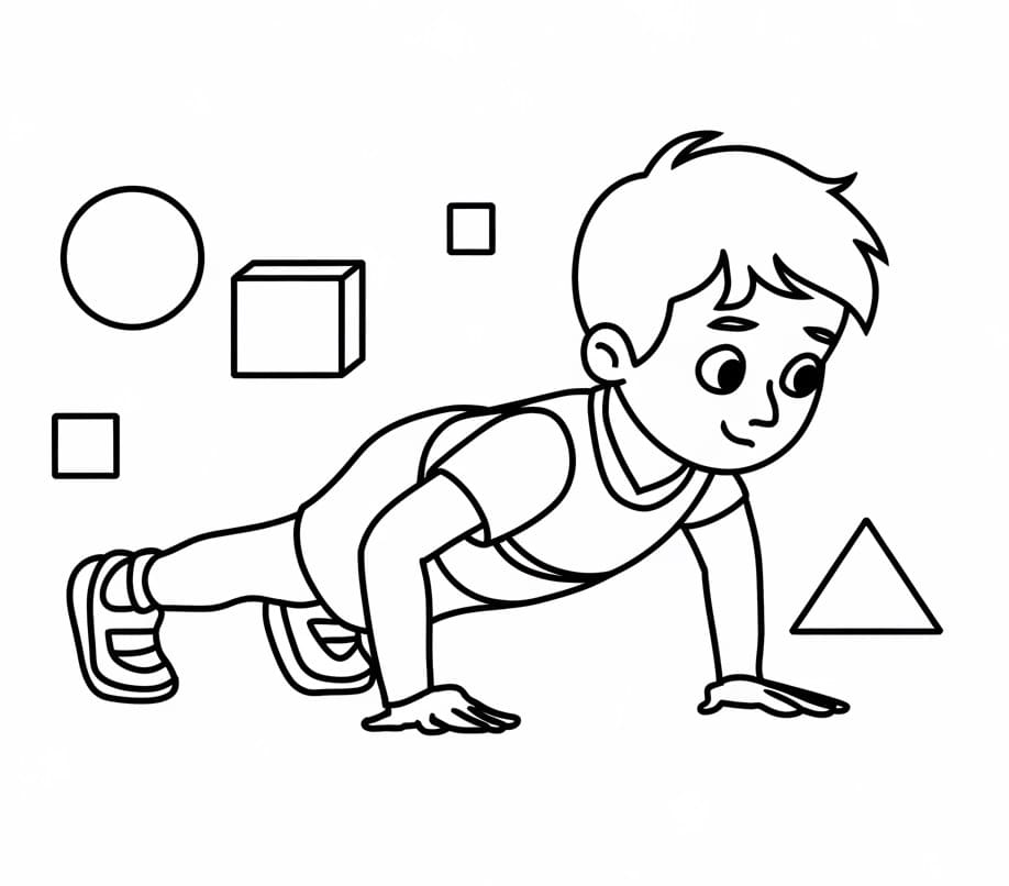 Tô màu Cậu Bé Tập Chống Đẩy 1 Tô màu Cậu Bé Tập Chống Đẩy giúp bé rèn luyện khả năng tô màu