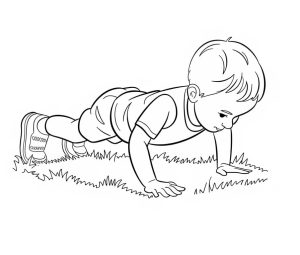 Tô màu Cậu Bé Tập Hít Đất cho bé tập tô