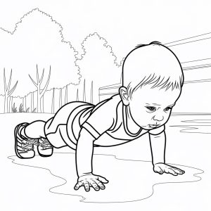 Tô màu Cậu Bé Tập Thể Dục Hít Đất giúp bé rèn luyện khả năng tô màu