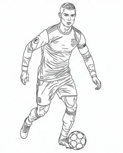 Tô màu Cầu Thủ Ronaldo Đá Bóng cho bé tập tô