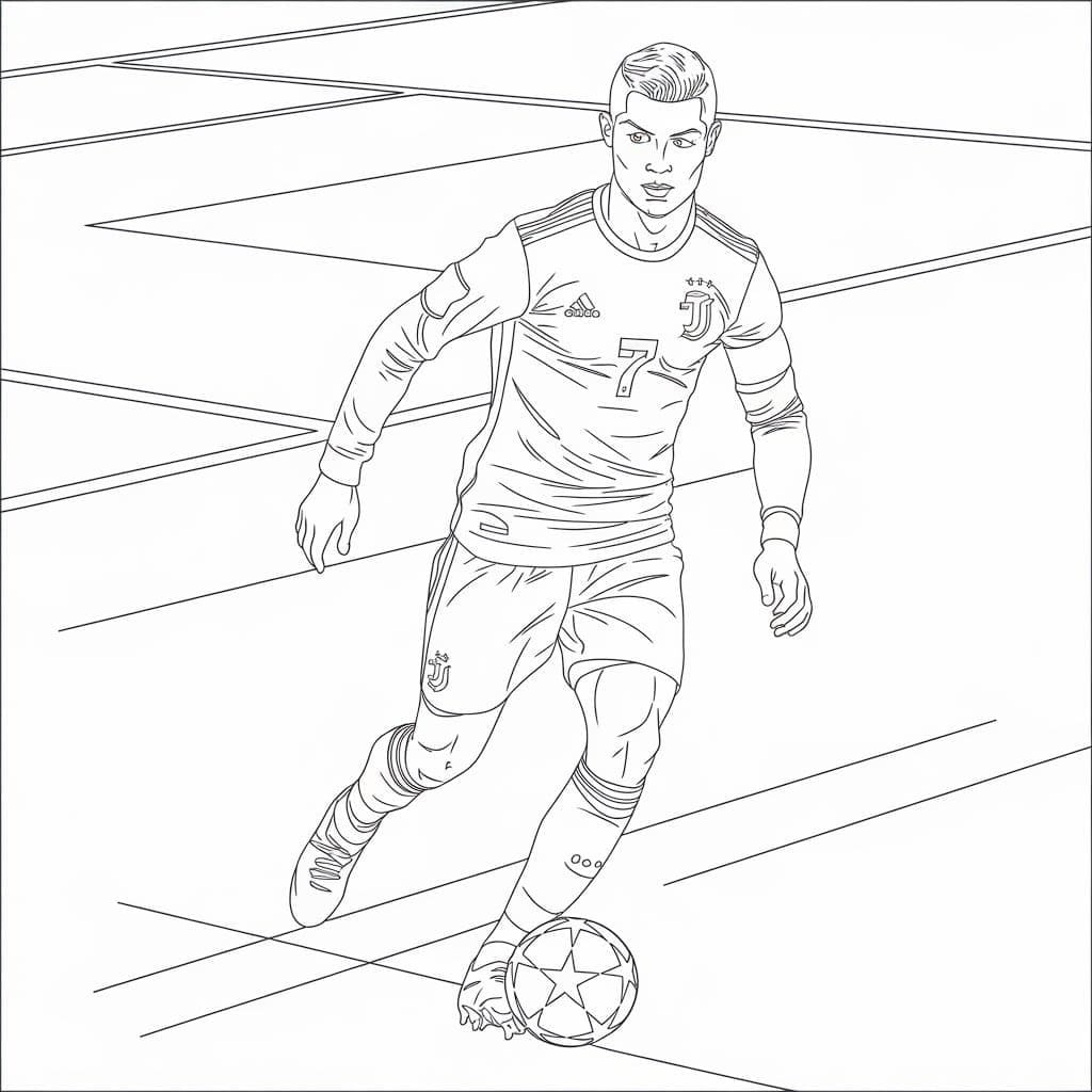 Tô màu Cầu Thủ Ronaldo Trên Sân giúp bé rèn luyện khả năng tô màu