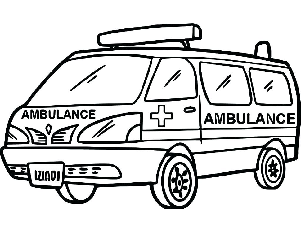 Tô màu chiếc xe cứu thương cho bé tập tô