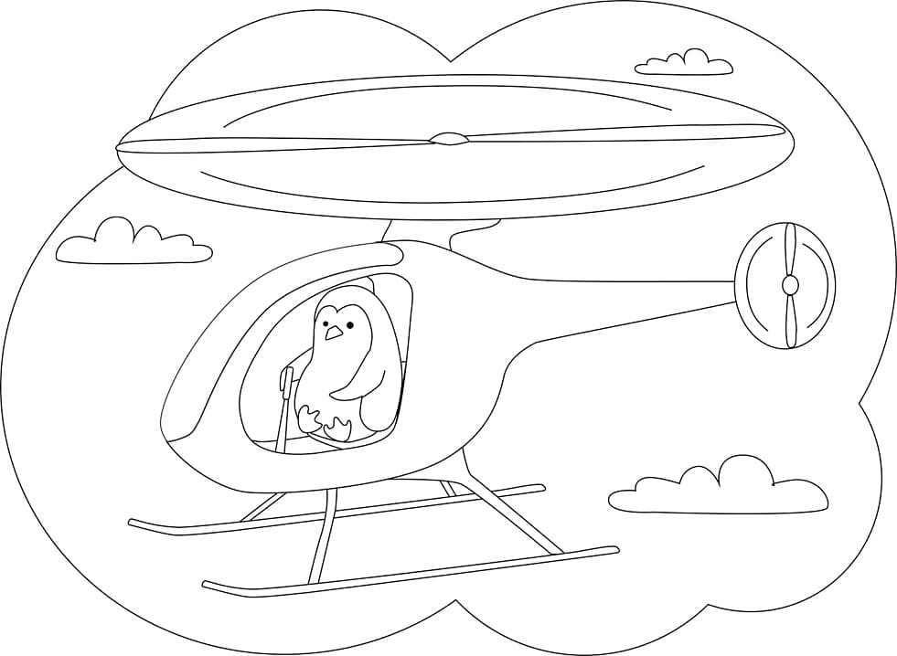 Tô màu Chim Cánh Cụt Lái Trực Thăng dễ thương cho bé