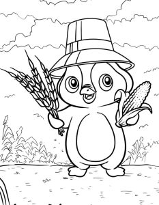 Tô màu Chim Cánh Cụt Trên Cánh Đồng cho bé tập tô