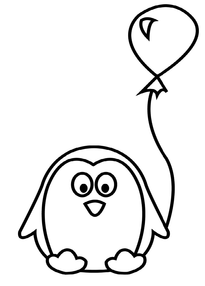 Tô màu chim cánh cụt và bóng bay