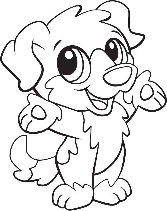 Tô màu chó con vui vẻ cho bé tập tô