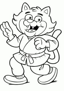 Tô màu Chú Mèo Karate dễ thương cho bé