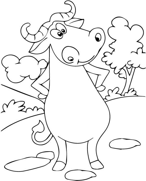 Tô màu chú trâu rừng châu phi ngộ nghĩnh giúp bé rèn luyện khả năng tô màu