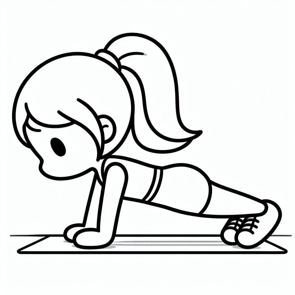 Tô màu Cô Bé Đang Tập Thể Dục cho bé tập tô