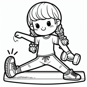 Tô màu Cô Bé Đáng Yêu Tập Thể Dục cho bé tập tô