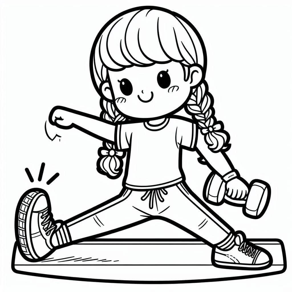 Tô màu Cô Bé Đáng Yêu Tập Thể Dục cho bé tập tô