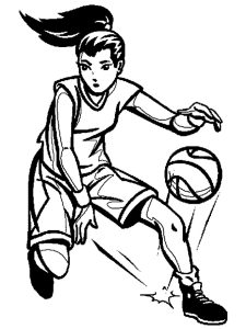 Tô màu cô gái chơi bóng rổ giúp bé rèn luyện khả năng tô màu