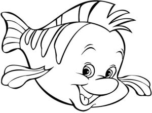 Tô màu con cá flounder vui vẻ dễ thương cho bé