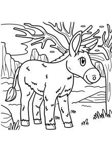 Tô màu Con Lừa Trong Rừng dễ thương cho bé