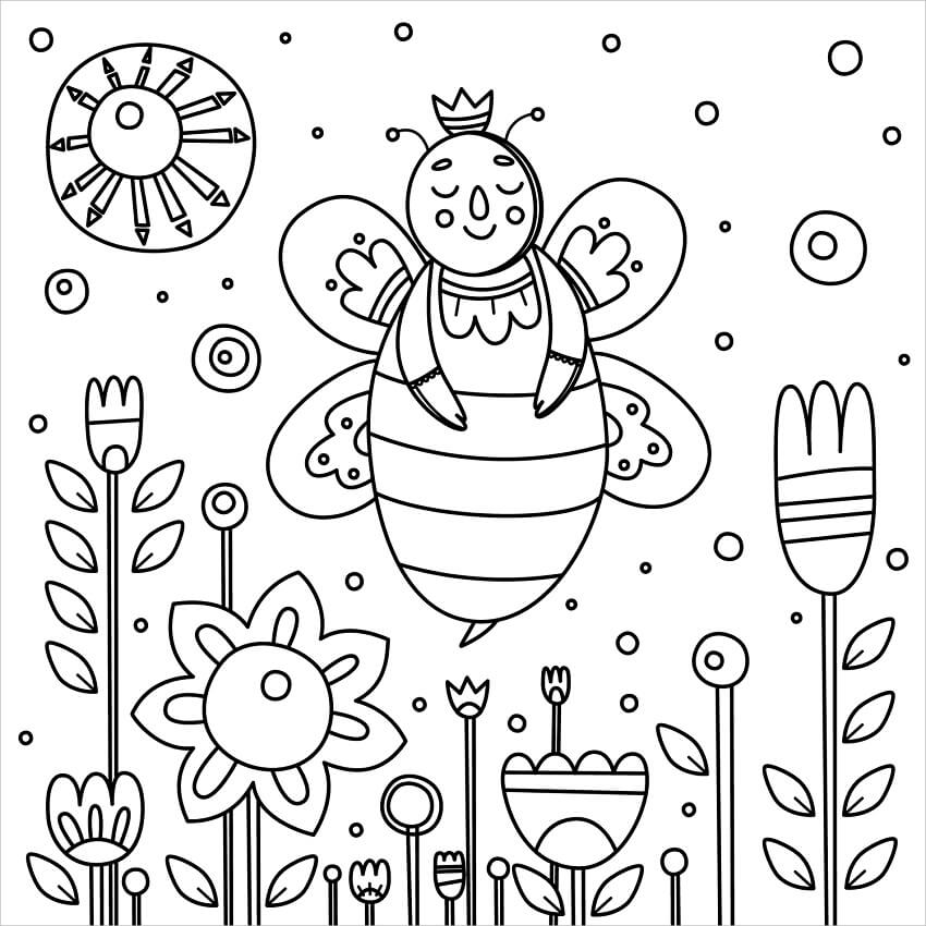 Tô màu Con Ong Nữ Hoàng dễ thương cho bé