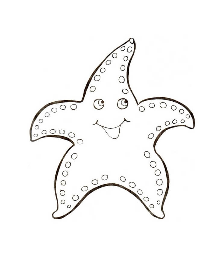Tô màu Con Sao Biển Đang Cười cho bé tập tô
