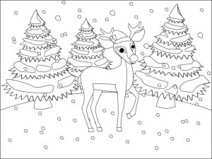 Tô màu Con Tuần Lộc Đội Mũ Len dễ thương cho bé