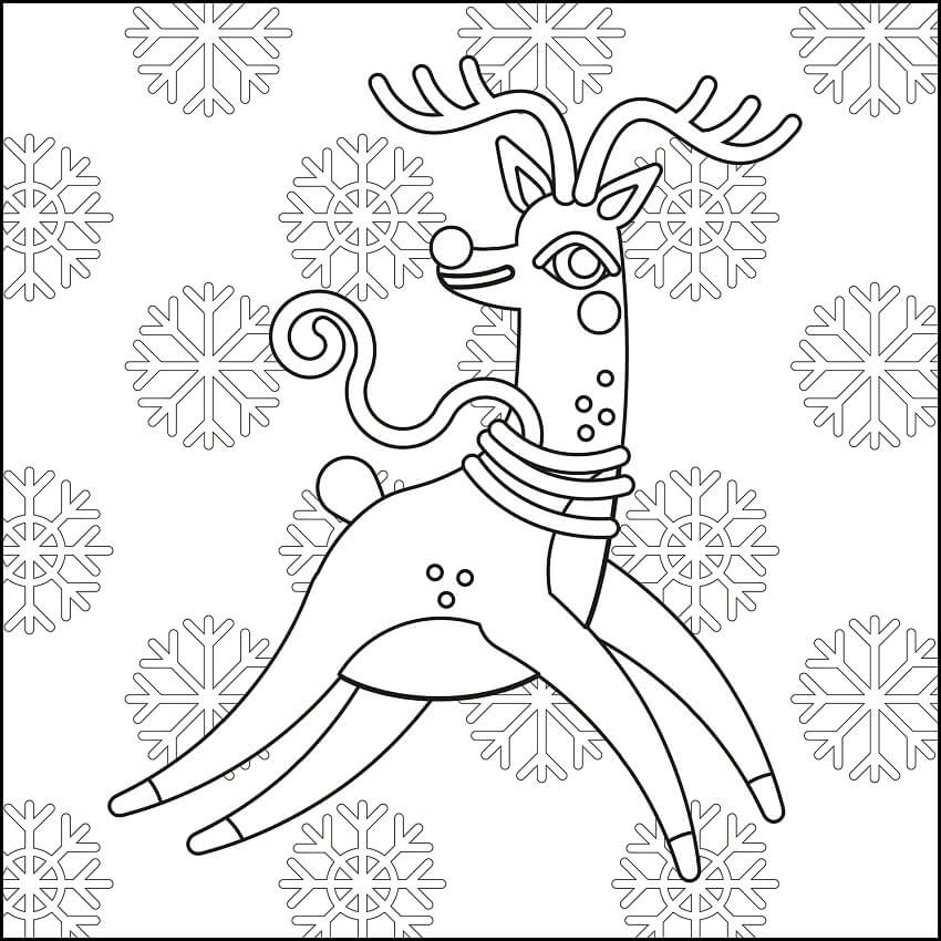 Tô màu Con Tuần Lộc và Những Bông Tuyết dễ thương cho bé