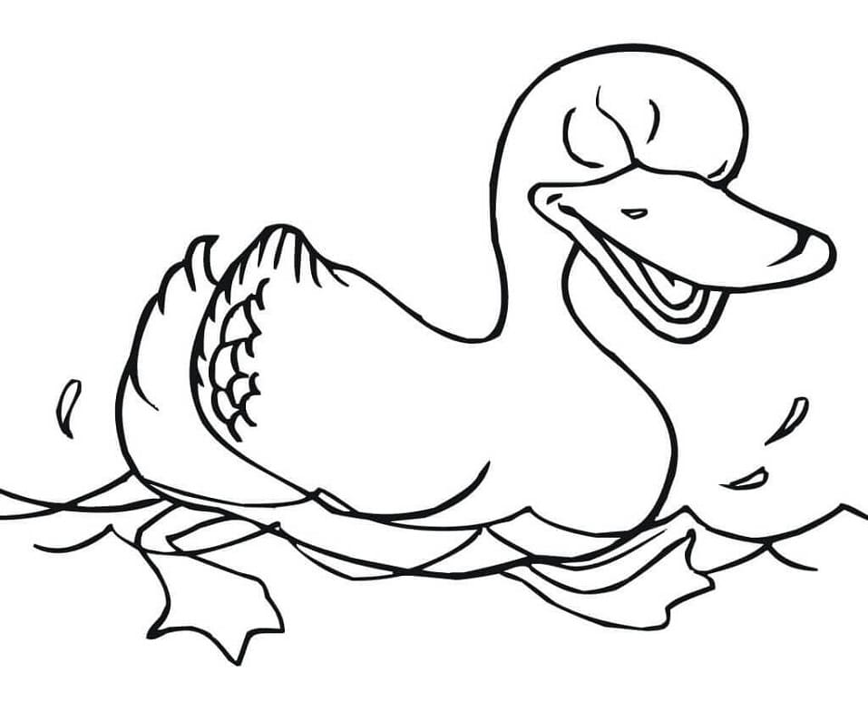 Tô màu Con Vịt Đang Bơi dễ thương cho bé