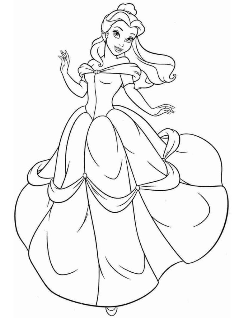 Tô màu Công Chúa Belle Dễ Thương dễ thương cho bé