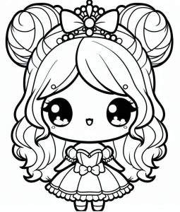 Tô màu Công Chúa Chibi Cute Đáng Yêu dễ thương cho bé