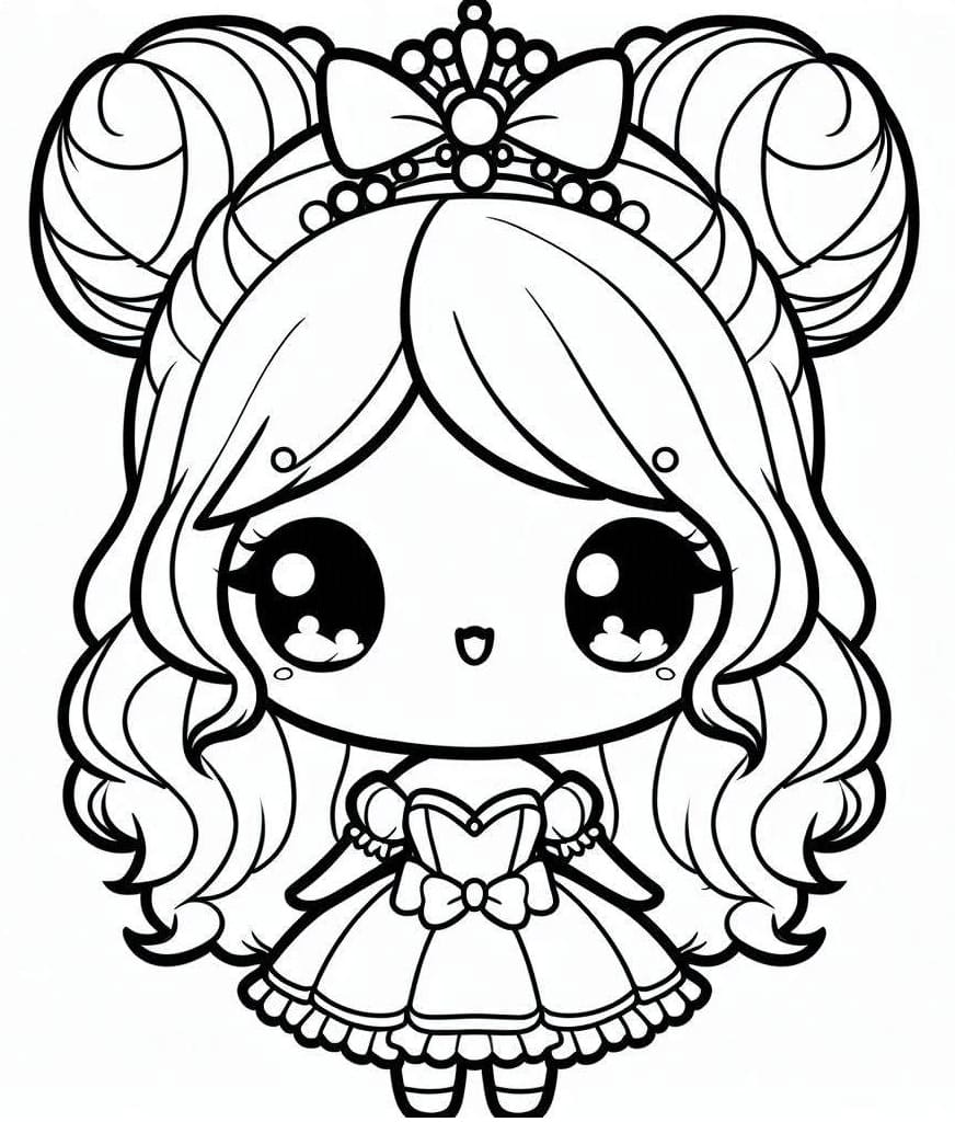 Tô màu Công Chúa Chibi Cute Đáng Yêu dễ thương cho bé