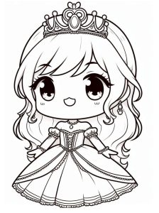 Tô màu Công Chúa Chibi Đáng Yêu Cute dễ thương cho bé