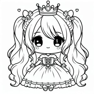 Tô màu Công Chúa Chibi Đeo Vương Miện giúp bé rèn luyện khả năng tô màu