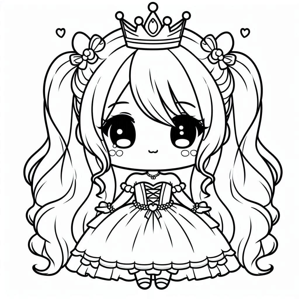 Tô màu Công Chúa Chibi Đeo Vương Miện 1 Tô màu Công Chúa Chibi Đeo Vương Miện giúp bé rèn luyện khả năng tô màu
