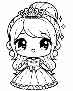 Tô màu Công Chúa Chibi Rất Đáng Yêu cho bé tập tô