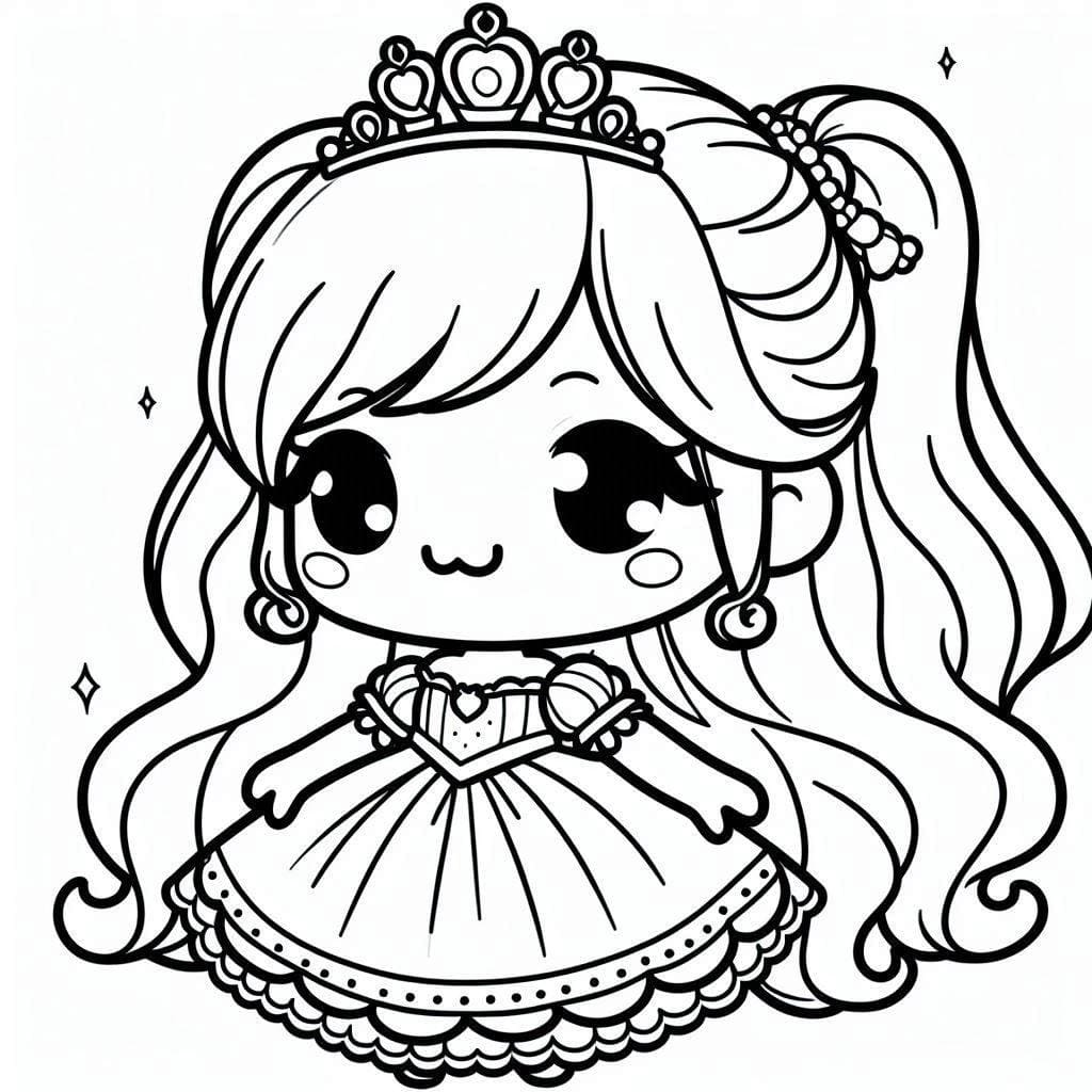 Tô màu Công Chúa Chibi Thân Thiện dễ thương cho bé