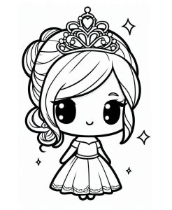 Tô màu Công Chúa Chibi Vui Mừng cho bé tập tô