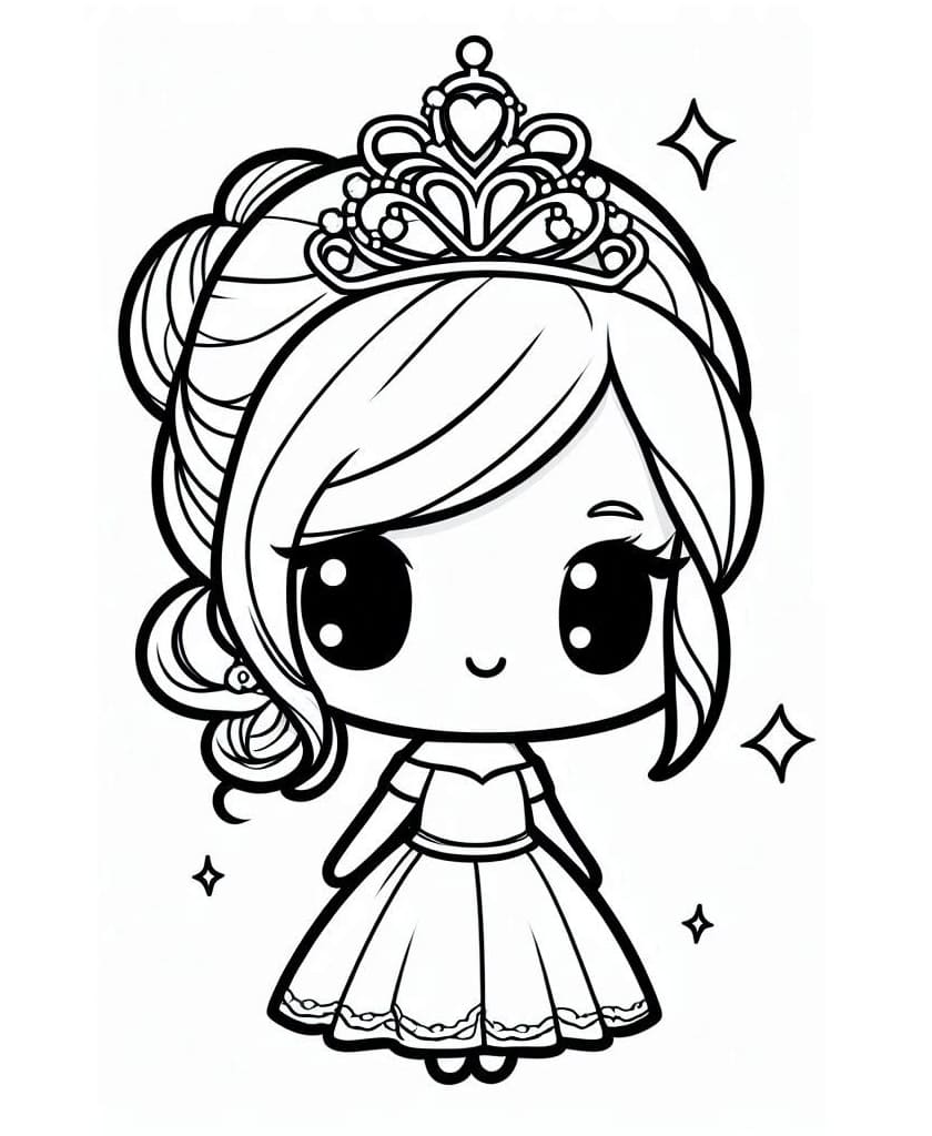 Tô màu Công Chúa Chibi Vui Mừng cho bé tập tô