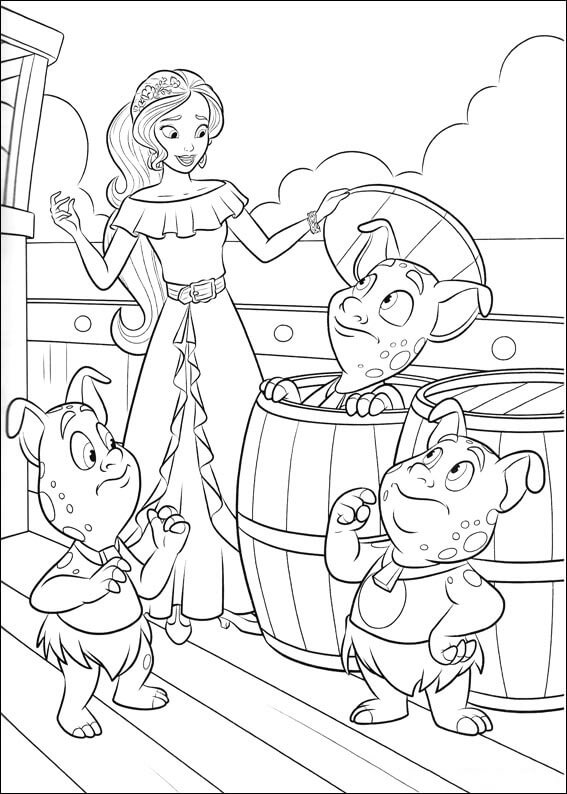 Tô màu Công Chúa Elena và Yêu Tinh dễ thương cho bé