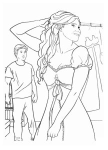 Tô màu Công Chúa Giselle Đi Mua Sắm cho bé tập tô